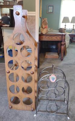 Sale Photo Thumbnail #394: 2 Wooden & Metal Wire Wine Racks