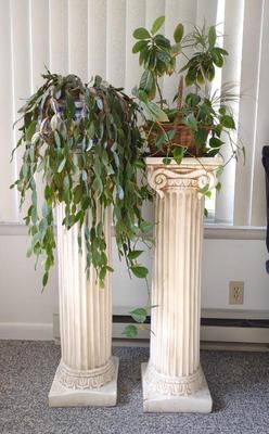 Sale Photo Thumbnail #413: Two Greek Style Plant Stand Pillar Columns & Plant