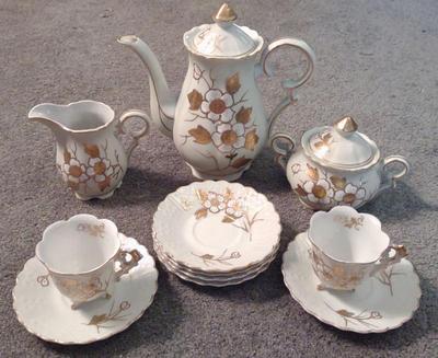 Sale Photo Thumbnail #386: Floral Gold Porcelain China Tea Set