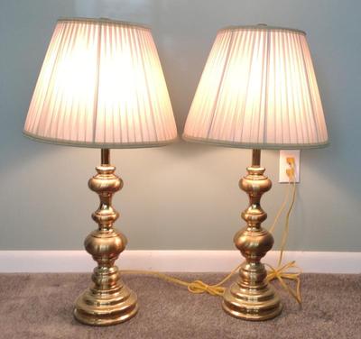 Sale Photo Thumbnail #319: Pair of Brass Table Lamps