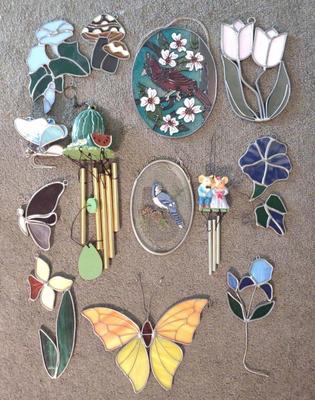 Sale Photo Thumbnail #554: Stained Glass Art Wall Decor & Hanging Chimes