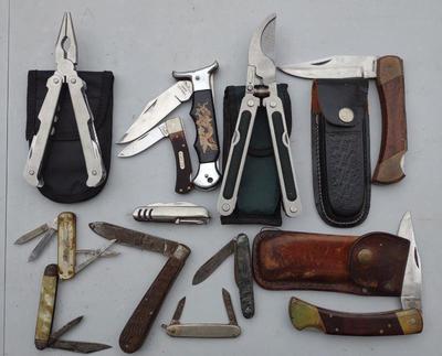 Sale Photo Thumbnail #43: 12 Vintage Folding & Multi-tool Pocket Knives