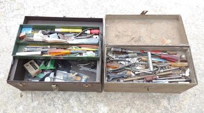 Sale Photo Thumbnail #236: Two Vintage Metal Tool Boxes w/ Tools (Kennedy)