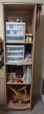 Sale Photo Thumbnail #436: Free Standing Shelf w/ Contents (Sewing Supplies)