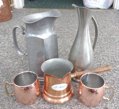 Sale Photo Thumbnail #534: Metal & Copper Water Pitchers & Cups