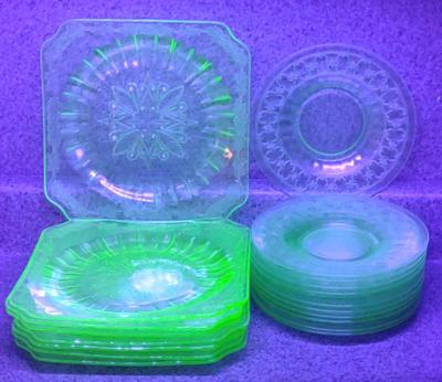 Sale Photo Thumbnail #63: Uranium Glass Serving Plates