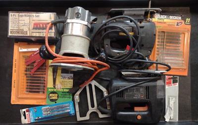 Sale Photo Thumbnail #160: 2 Jig Saws & Router (Penncraft, B&D)