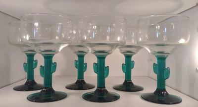 Sale Photo Thumbnail #359: 6 Libbey Margarita Cactus Glasses
