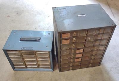 Sale Photo Thumbnail #247: Two Metal Hardware Organizers w/ Contents