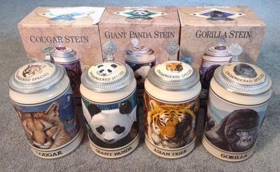 Sale Photo Thumbnail #387: Four Budweiser Endangered Species Stein Set