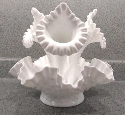 Sale Photo Thumbnail #93: Fenton Hobnail Milk Glass Epergne