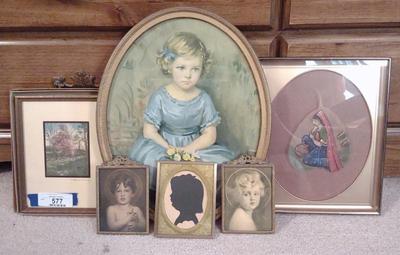 Sale Photo Thumbnail #581: 6 Vintage Framed Portraits & Landscape Art Prints
