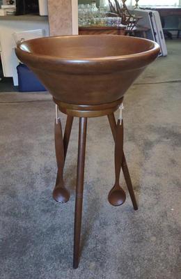 Sale Photo Thumbnail #334: Vintage Wood Hellerware Salad Bowl on Stand