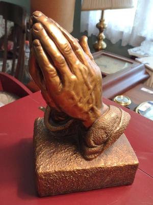 Sale Photo Thumbnail #451: Praying Hands Golden Plaster Sculpture
