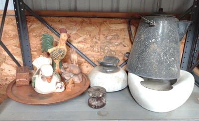 Sale Photo Thumbnail #654: Enamel Bedpan, Graniteware, Insulators & More