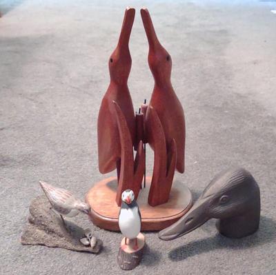 Sale Photo Thumbnail #336: Cast Iron Duck Head, Shorebird & Bird Carvings
