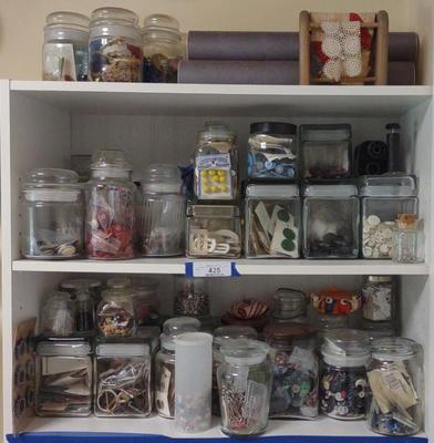 Sale Photo Thumbnail #429: Glass Jars Full of Buttons & Belt Buckles