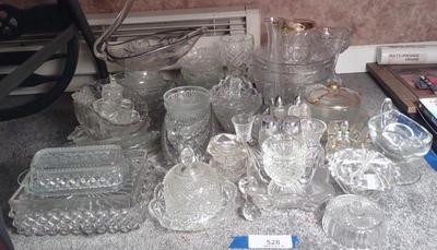 Sale Photo Thumbnail #532: Large Lot of Cut Crystal & Clear Glass Serveware