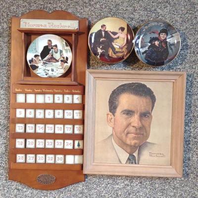 Sale Photo Thumbnail #487: Norman Rockwell Calendar Plates & Canvas Print
