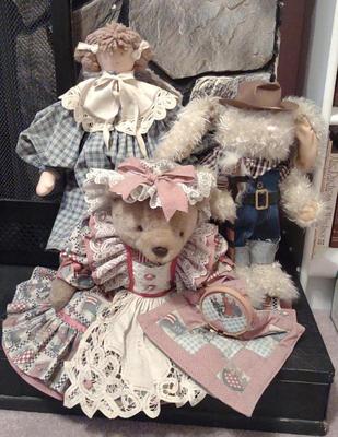 Sale Photo Thumbnail #574: 3 Vintage Stuffed Bears & Rabbit