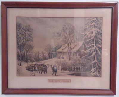 Sale Photo Thumbnail #327: Currier & Ives "The Snow Storm" Lithograph