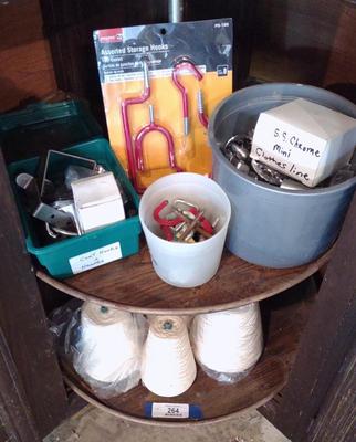 Sale Photo Thumbnail #268: Assortment of Hardware & Cotton String