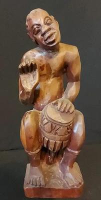 HAND CRAFTED WOODEN MAN PLAYING DRUMS