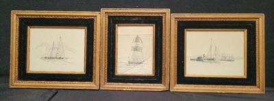 TRIO OF INK DRAWINGS SIGNED BY SCOTT KENNEDY