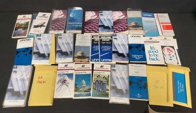 COLLECTABLE UNITED AIRLINE TIME TABLES FROM 1980s TO 1990s