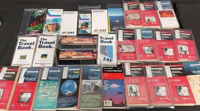 COLLECTION OF SKYGUIDE TRAVEL GUIDES AND SAS TIMETABLES AND TRAVEL BOOKS