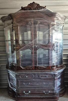 Very Ornate Wood Carved China Hutch