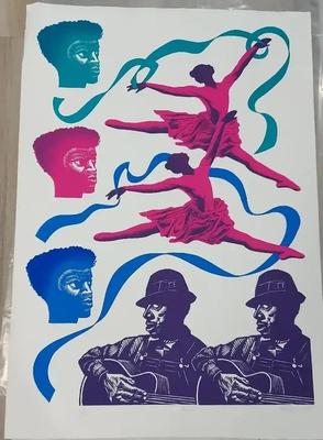 "FIESTA" NUMBERED SCREENPRINT BY ELIZABETH CATLETT
