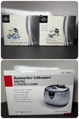 Hammacher Schlemmer Digital Ultrasonic Cleaner, Model CD-3800 (A) & 2 Mini Massagers
