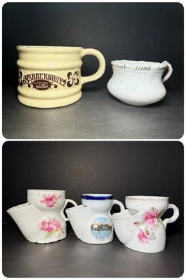 5 Vintage Porcelain Shaving Scuttles