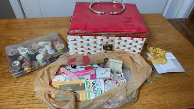 Sewing Basket & Vintage Sewing Supplies