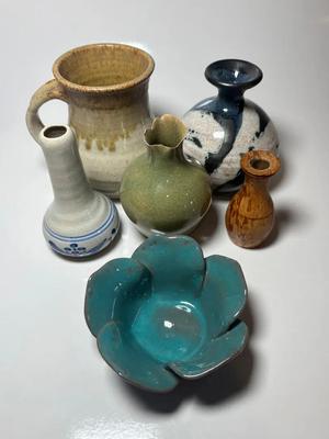Blue Hill Maine Floral Bowl & More Pottery Pieces