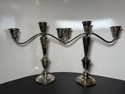 Pair of Newport Sterling Candelabra, Cement Filled & Reinforced