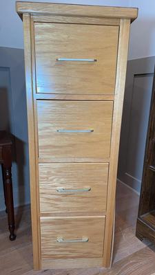 Blond Oak Four Drawer Cabinet