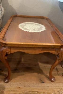 Queen Anne Glass Top End Table