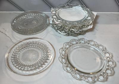 Imperial Glass Crocheted & Diamond Point Luncheon Plates