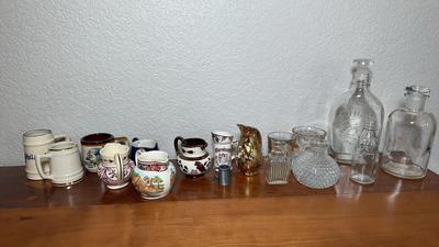 Mini Steins & Clear Glass Bottles Collection