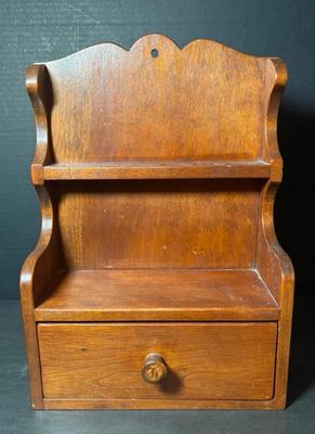 Vintage Solid Cherry Wood Spoon Display W/Drawer