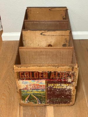 Repurposed Antique Golden Acres Oranges Crate