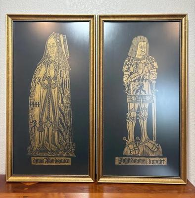 Pair of Framed Brass Rubbings 