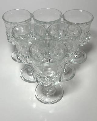 6 Vintage Indiana Glass King’s Crown Footed Glasses