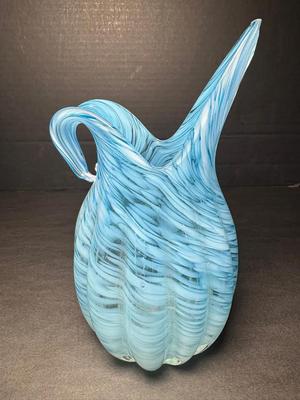 Vintage Blue Swirl Lefton Pitcher