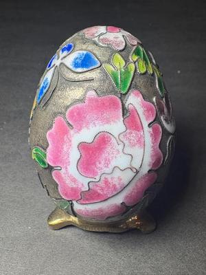 Vintage Cloisonné Enamel Floral Egg