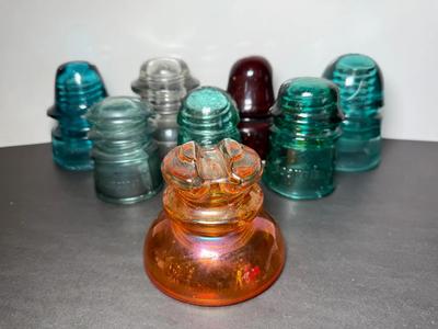 Vintage Pyrex Iridescent Orange Carnival Glass Insulator, Whitall Tatum Co & More