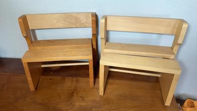 Pair Of Wood Doll Benches
