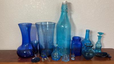 Cobalt & Blue Glass Botttles & Collectibles